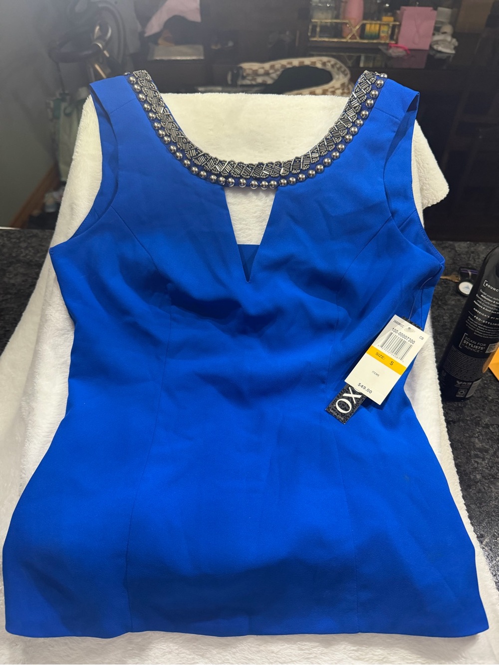NWT XOXO Royal Blue Embellished Peplum Top Small